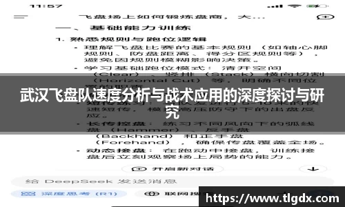 武汉飞盘队速度分析与战术应用的深度探讨与研究