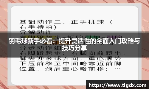 羽毛球新手必看：提升灵活性的全面入门攻略与技巧分享
